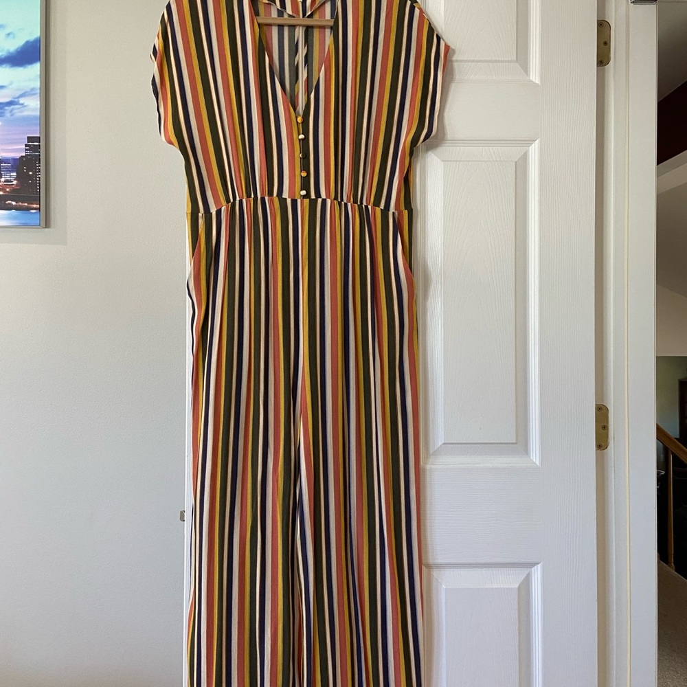 Madewell Multicolor Vertical Stripe Jumpsuit - Mustard, Navy, Pink, Cream